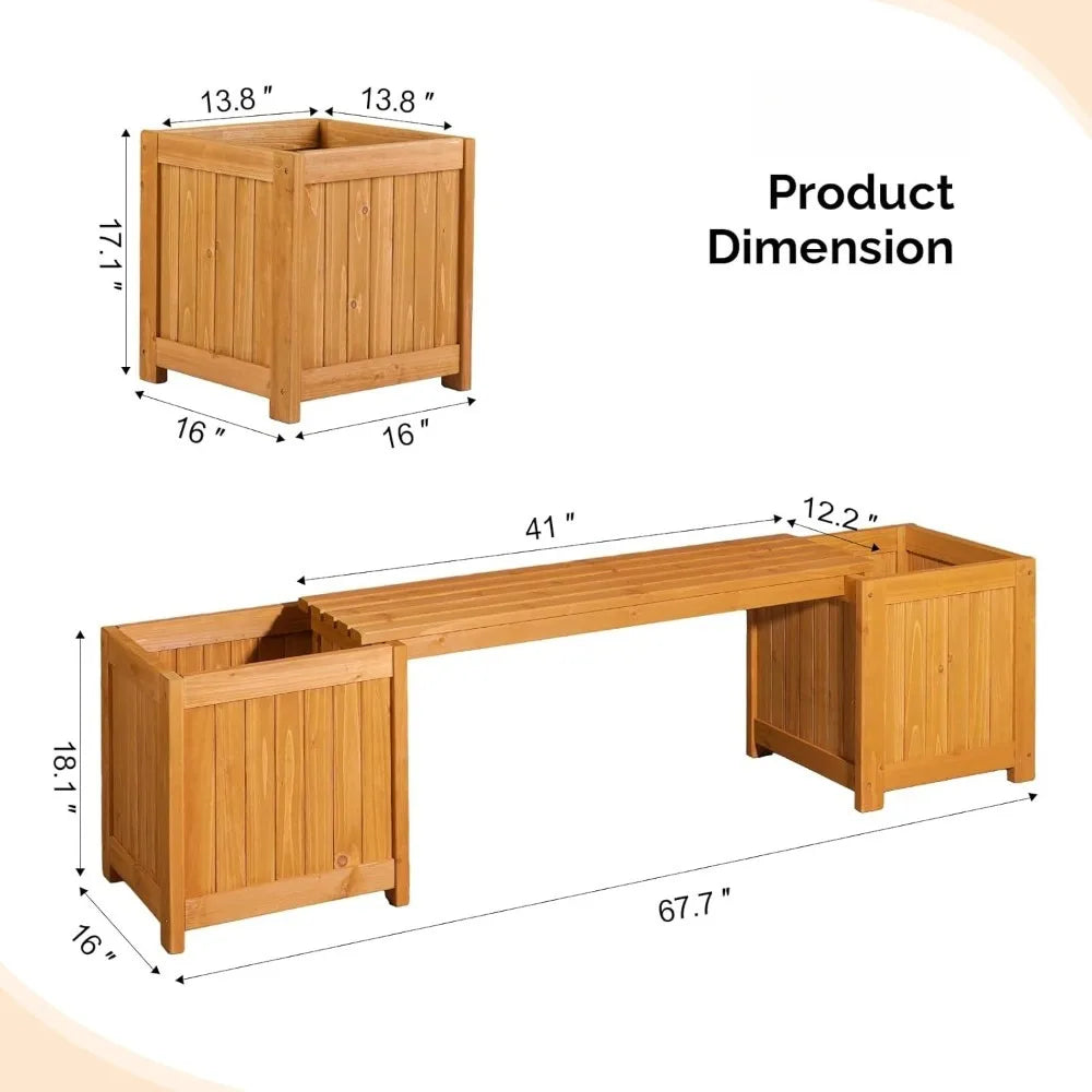 Outdoor Bench with Planter Boxes