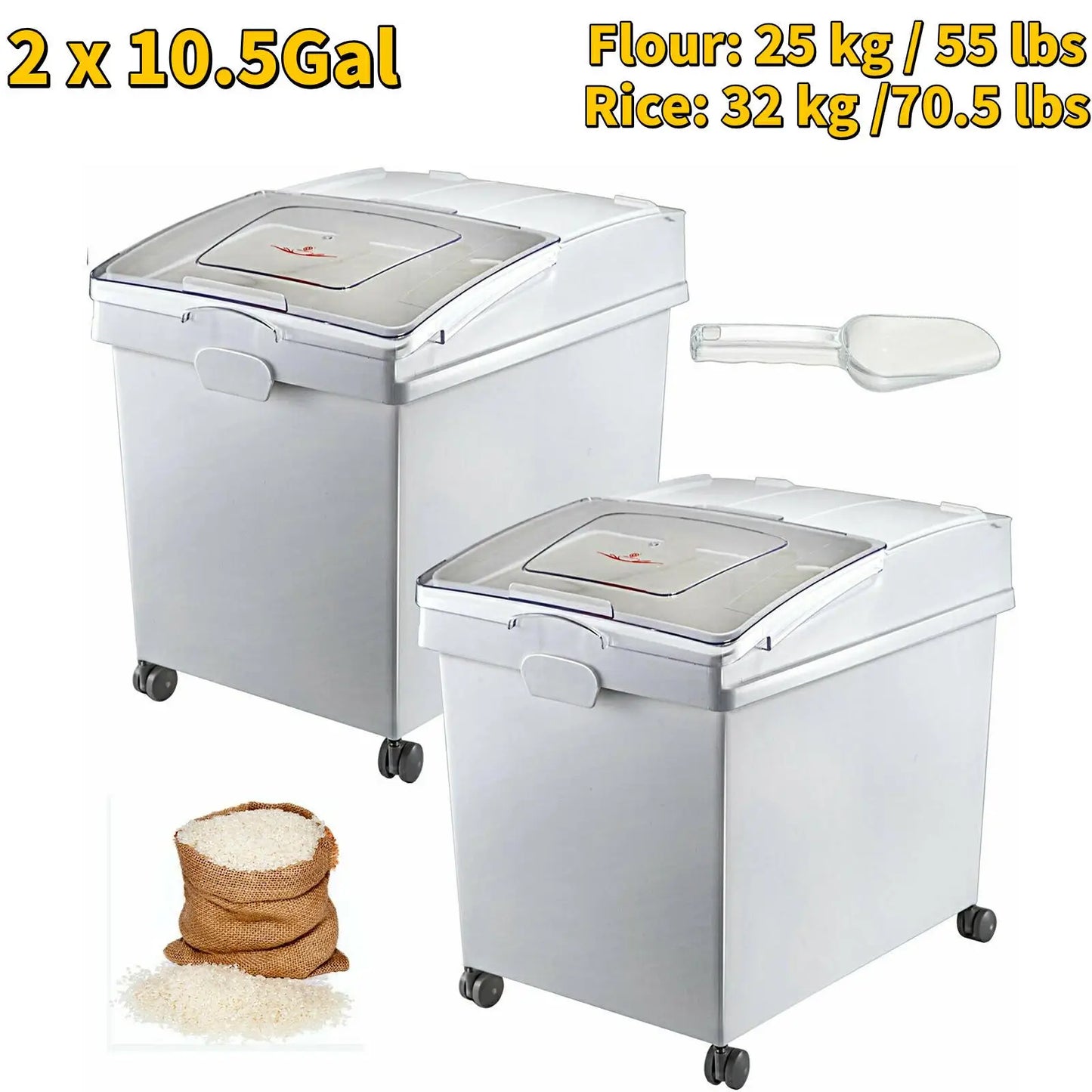 Storage Bin W/ Wheel & Scoop