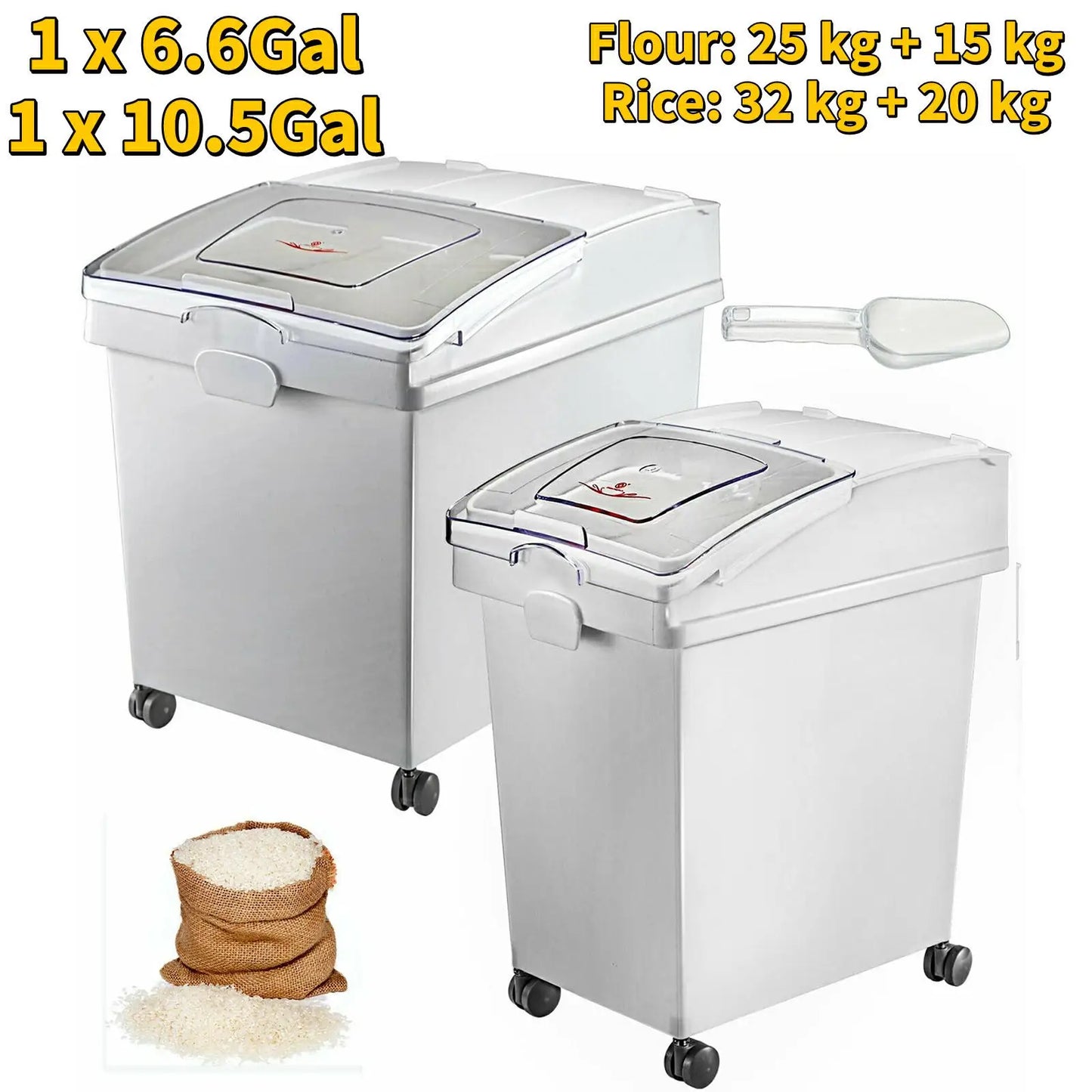 Storage Bin W/ Wheel & Scoop