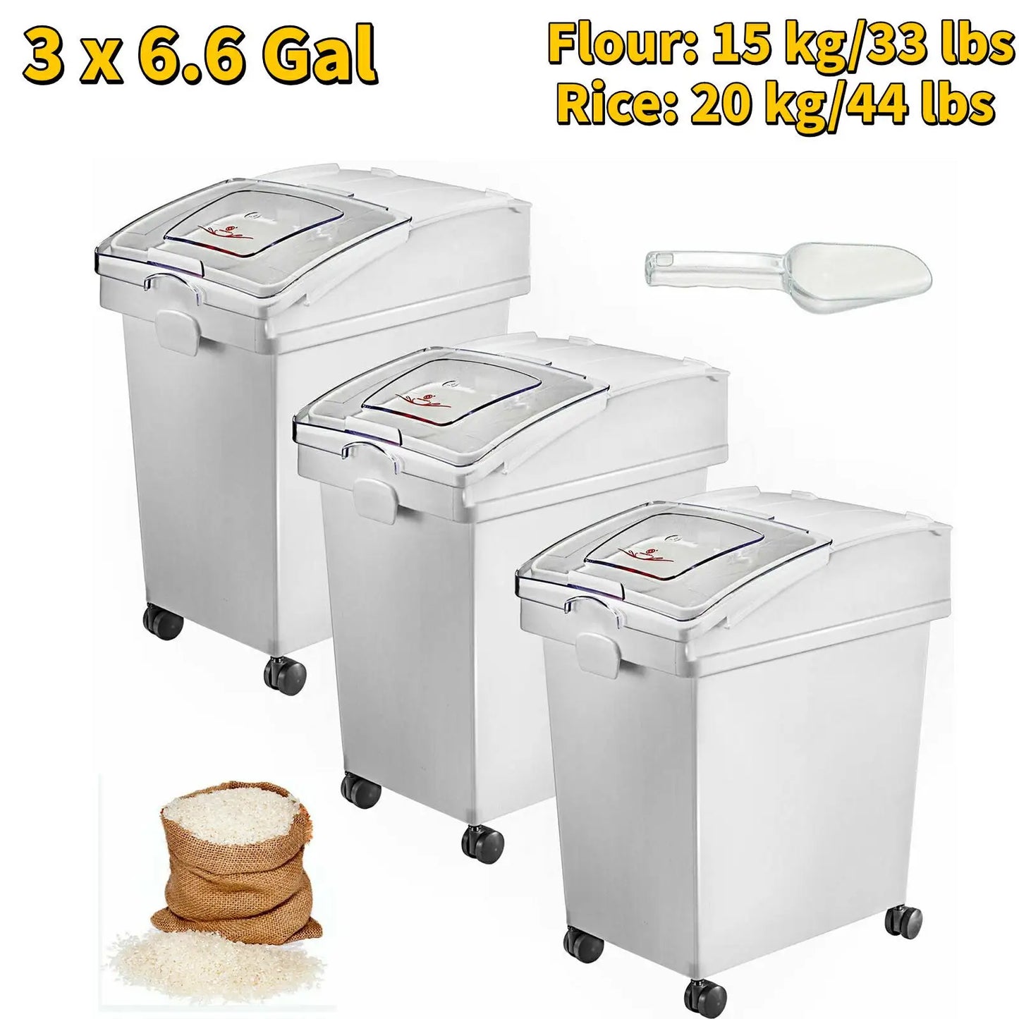Storage Bin W/ Wheel & Scoop