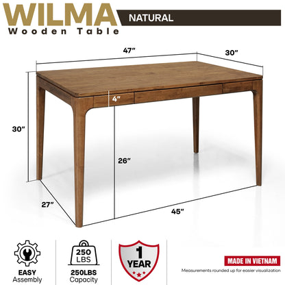 Wilma 48 Inches Rubber Wood Desk