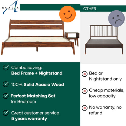 [Buy 1 Get 1] Callisto Solid Wood Bed Frame and Nightstand
