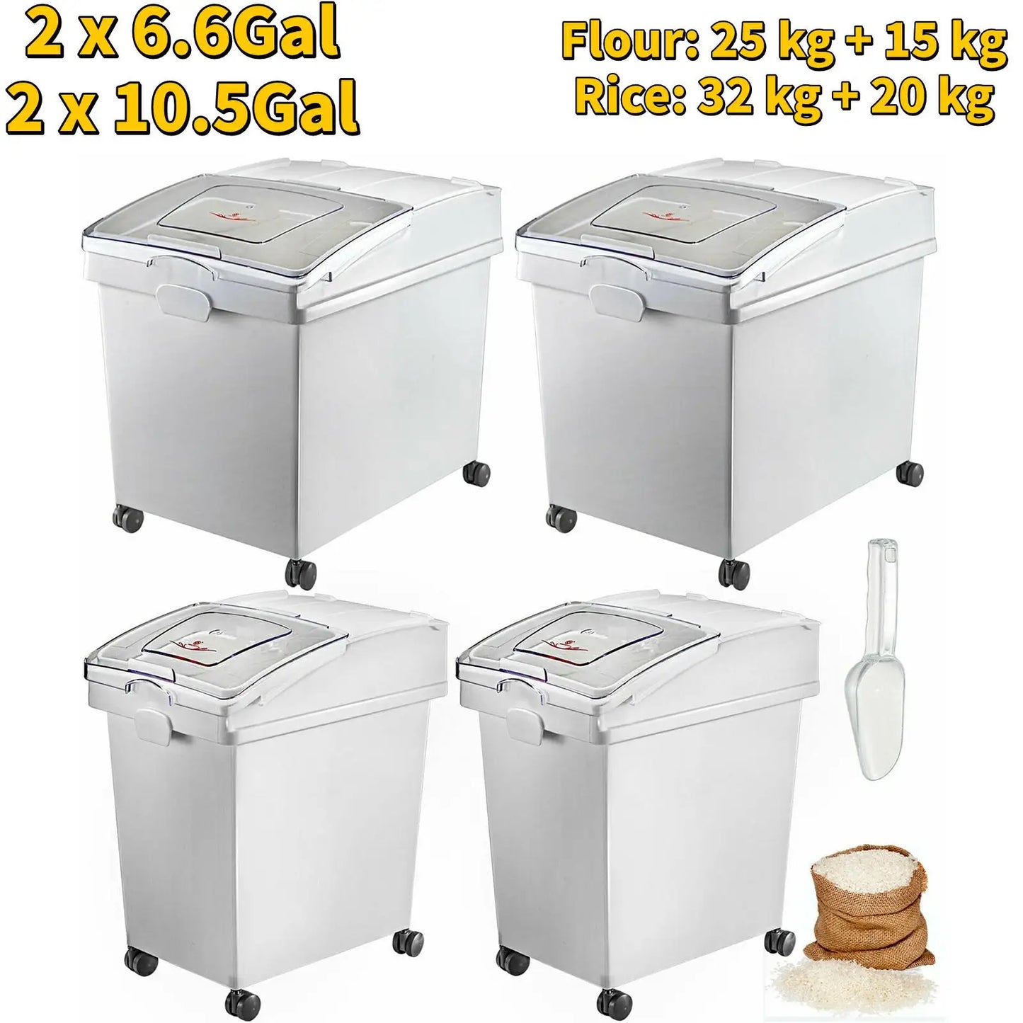 Storage Bin W/ Wheel & Scoop