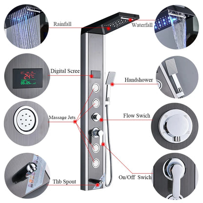 Shower Panel SPA Massage Jet Shower Waterfall Rain Shower