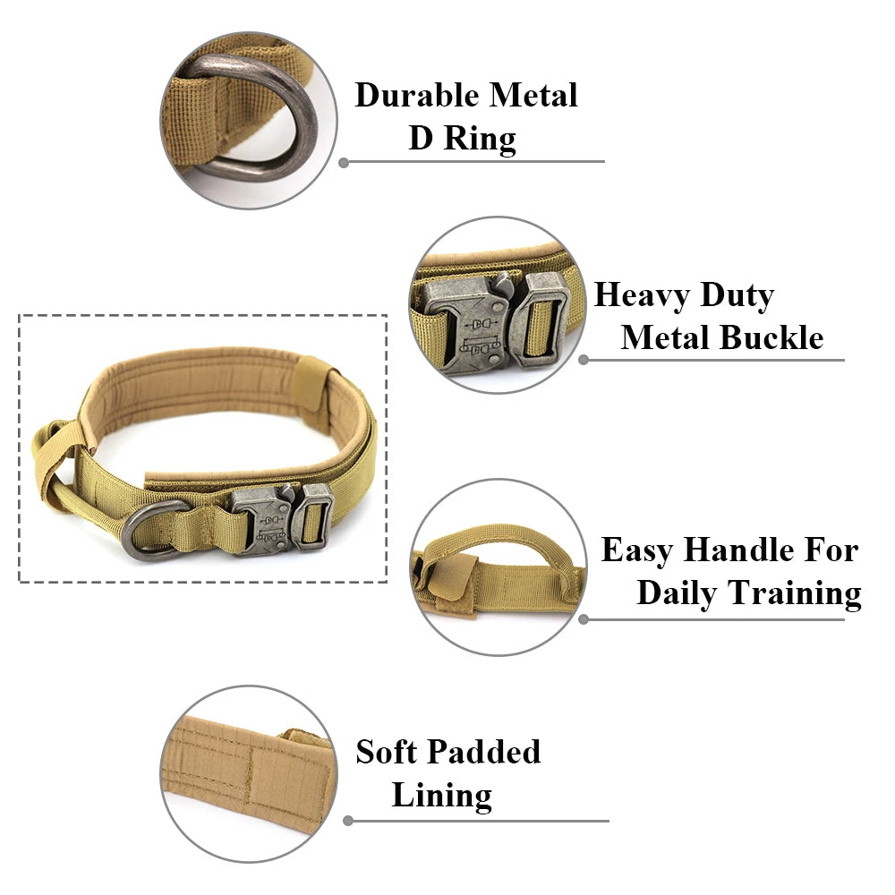 Tactical Dog Collar And Leash Set With Control Handle