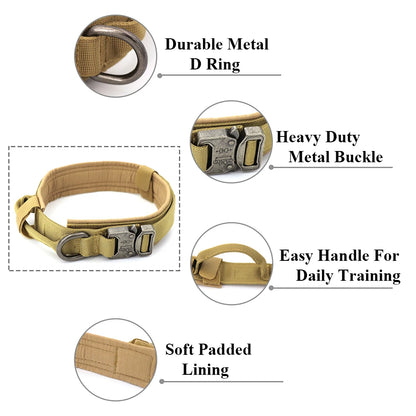 Tactical Dog Collar And Leash Set With Control Handle