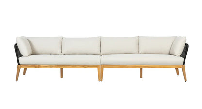 Cypress Teak Wood Sofa Set with Black Rope Design – Modern Outdoor Lounge