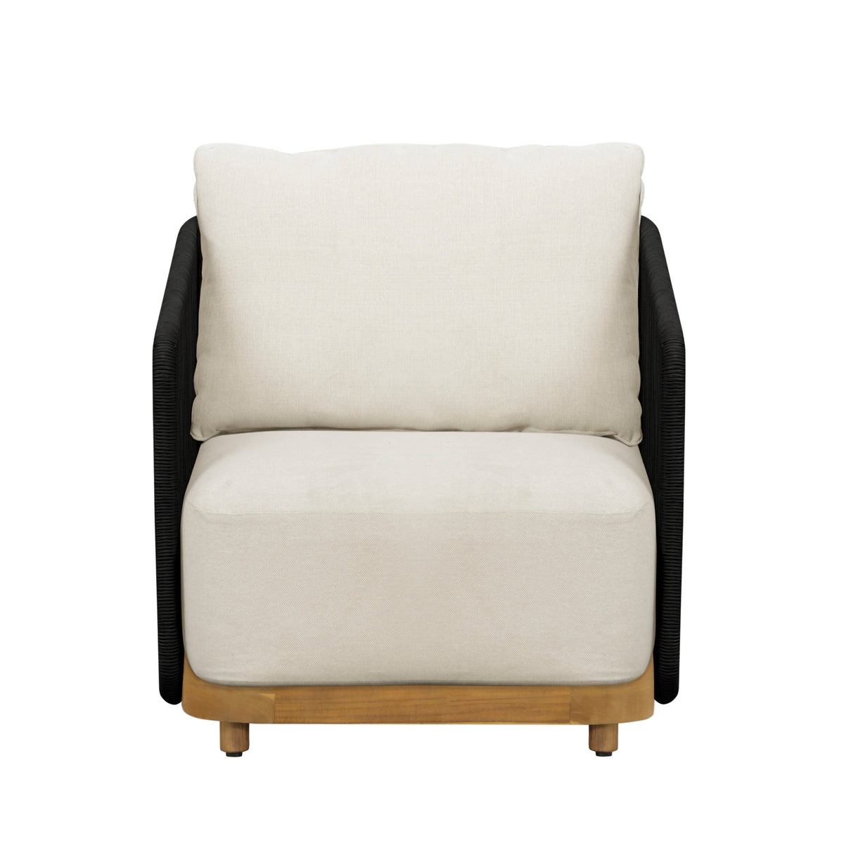 Alpine Teak Wood Outdoor Arm Chair with Black Rope Design