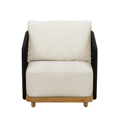 Alpine Teak Wood Outdoor Arm Chair with Black Rope Design