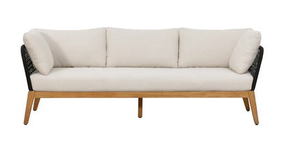 Cypress Teak Wood Sofa Set with Black Rope Design – Modern Outdoor Lounge