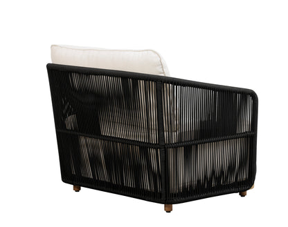 Alpine Teak Wood Outdoor Arm Chair with Black Rope Design