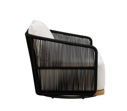 Alpine Teak Wood Modern Swivel Outdoor Arm Chair – Black