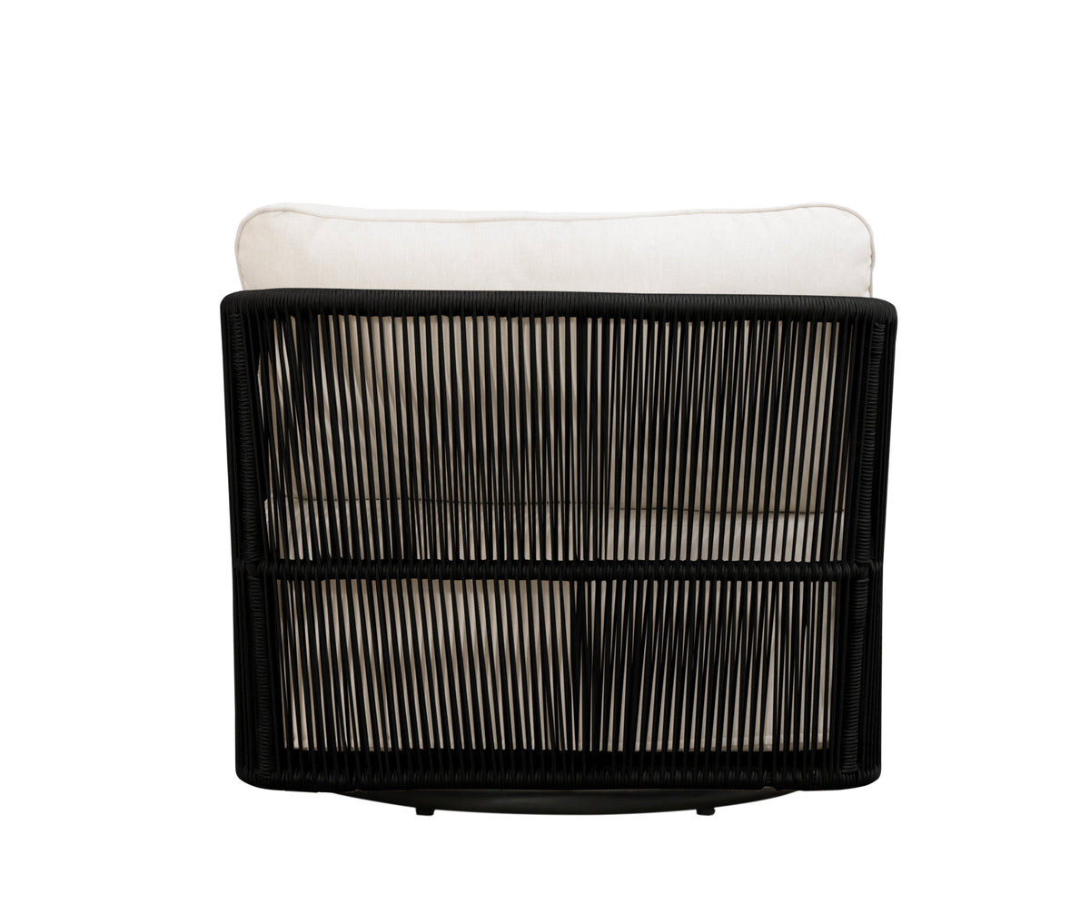 Alpine Teak Wood Modern Swivel Outdoor Arm Chair – Black
