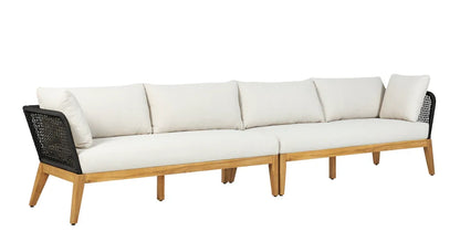 Cypress Teak Wood Sofa Set with Black Rope Design – Modern Outdoor Lounge