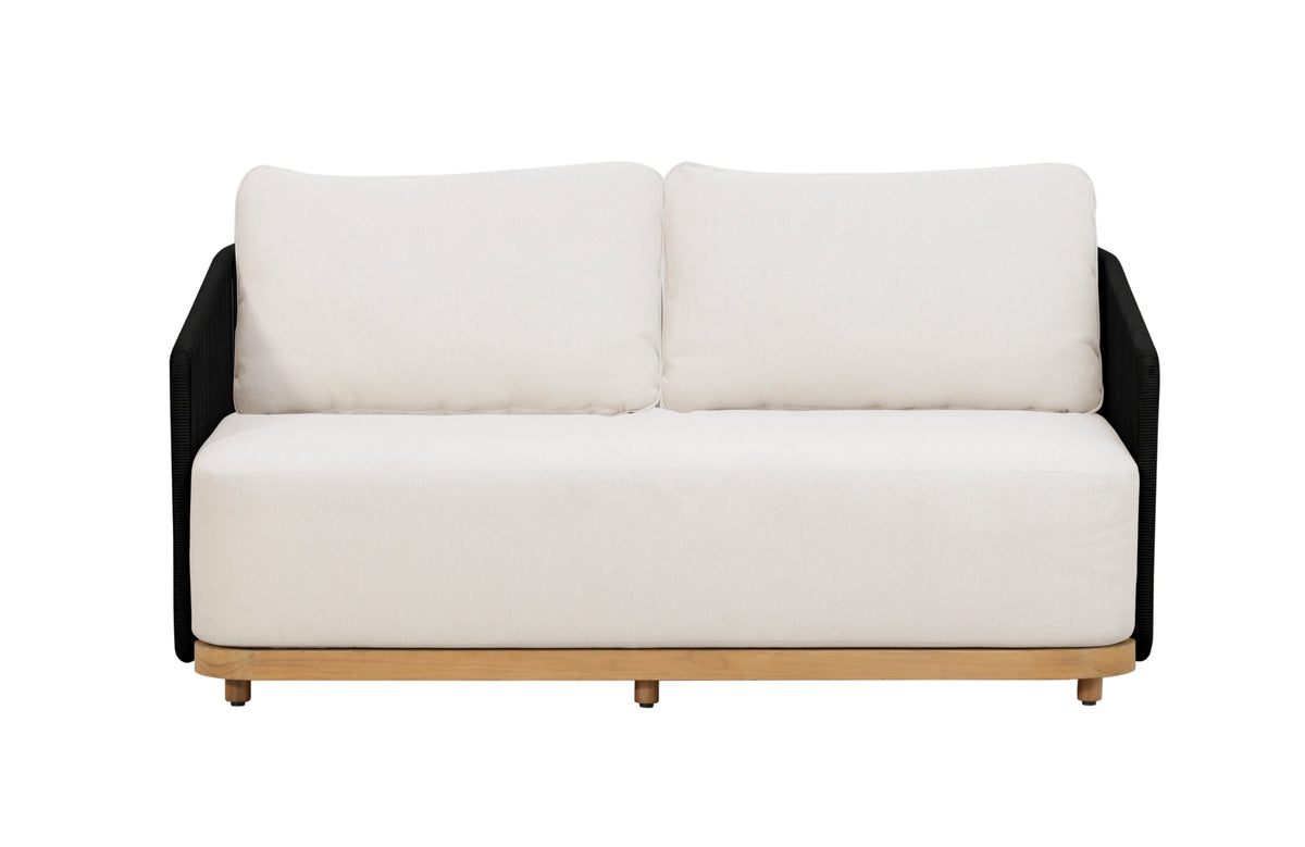 Alpine Teak Wood Outdoor Loveseat with Black Rope Design
