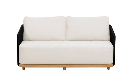 Alpine Teak Wood Outdoor Loveseat with Black Rope Design