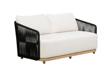 Alpine Teak Wood Outdoor Loveseat with Black Rope Design