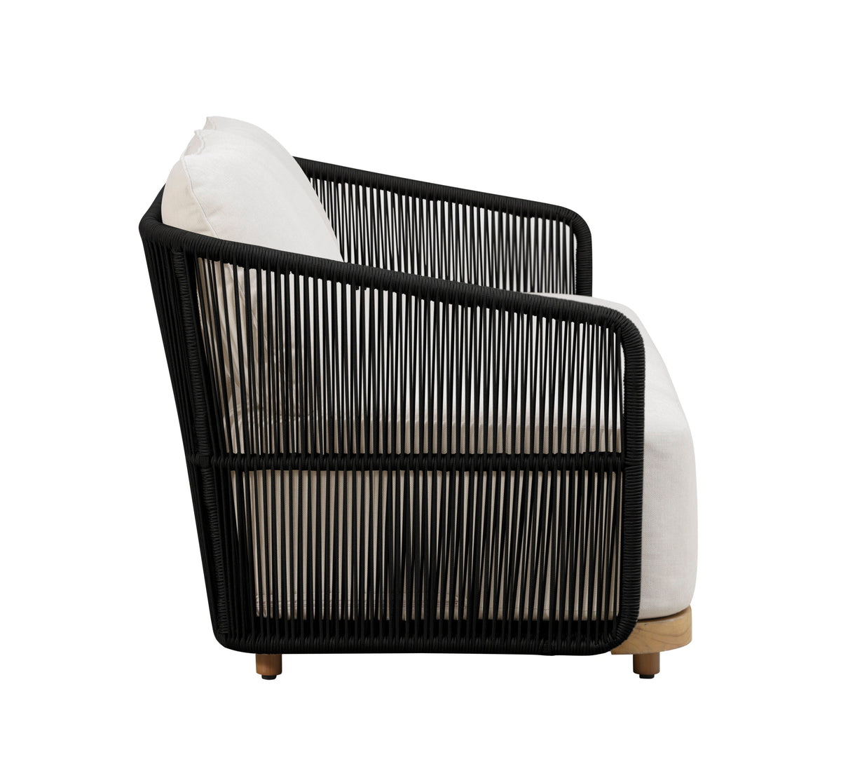 Alpine Teak Wood Outdoor Loveseat with Black Rope Design