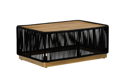 Cypress Teak Wood Sofa Set with Black Rope Design – Modern Outdoor Lounge