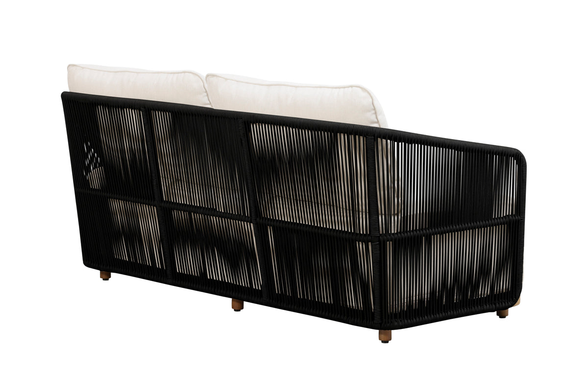 Alpine Teak Wood Outdoor Loveseat with Black Rope Design