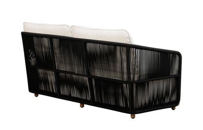 Alpine Teak Wood Outdoor Loveseat with Black Rope Design