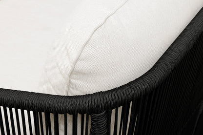 Alpine Teak Wood Outdoor Loveseat with Black Rope Design