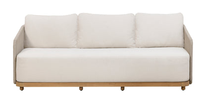 Alpine Teak Wood Outdoor Sofa with Biege Rope Design