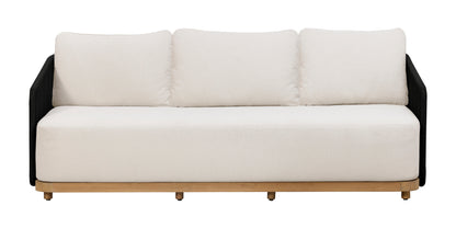 Alpine Teak Wood Outdoor Sofa with Black Rope Design