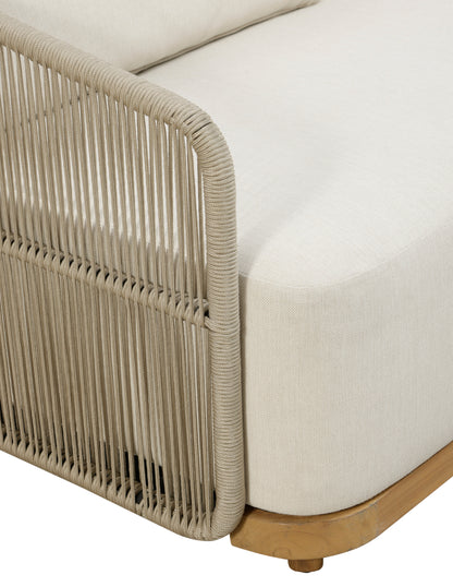 Alpine Teak Wood Outdoor Sofa with Biege Rope Design