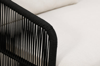 Alpine Teak Wood Outdoor Sofa with Black Rope Design