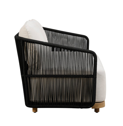 Alpine Teak Wood Outdoor Sofa with Black Rope Design