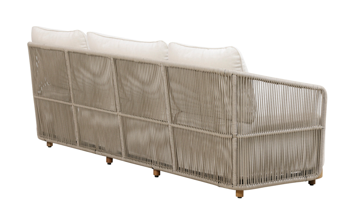 Alpine Teak Wood Outdoor Sofa with Biege Rope Design