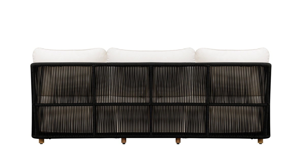 Alpine Teak Wood Outdoor Sofa with Black Rope Design