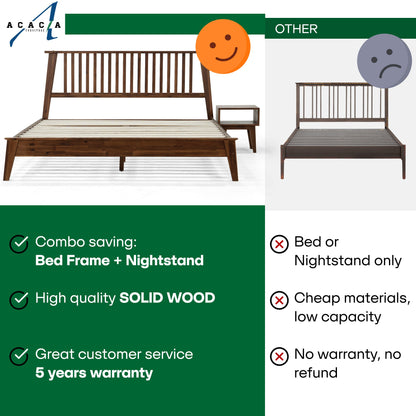 [Buy 1 Get 1] Kaylin Solid Wood Bed Frame & Nightstand