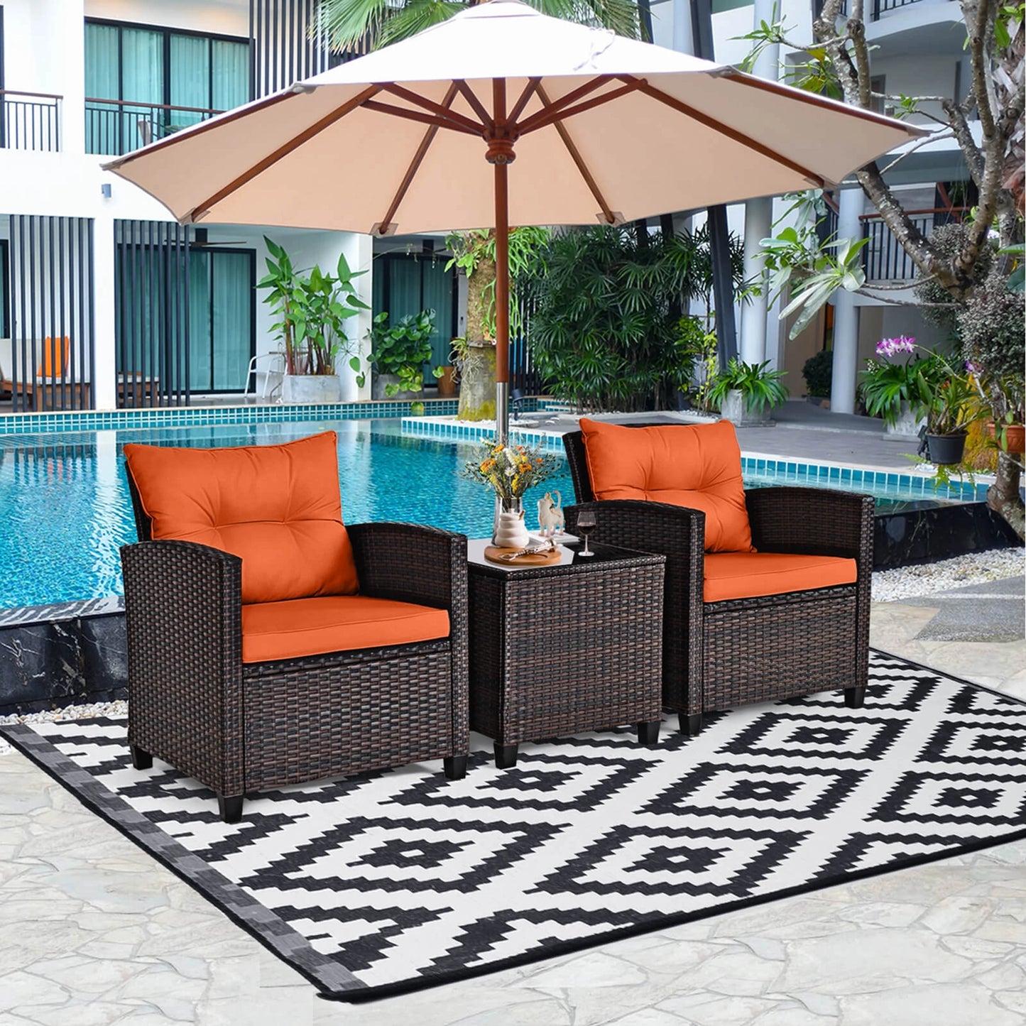 Rattan Furniture Set Orange