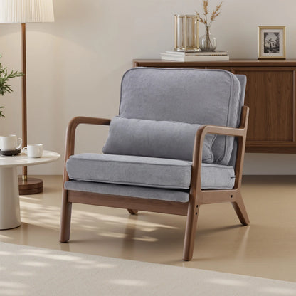 Chair Solid Wooden Frame with Arms and Waist Cushion