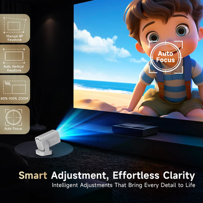 WiFi6 BT5.4 Mini Outdoor Movie Projector with WiFi & BT