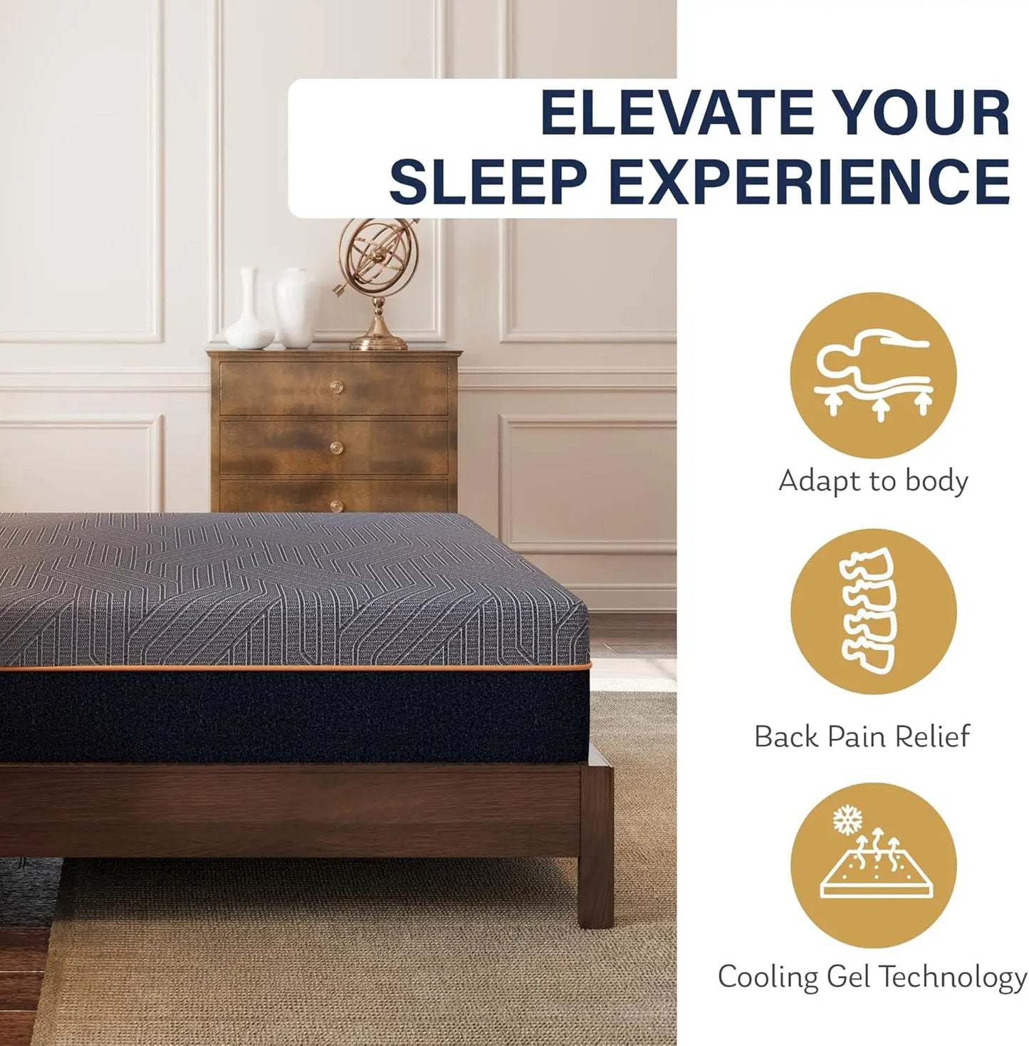 Mattress, Copper Gel Cooling Memory Foam Mattress for Back Pain Relief