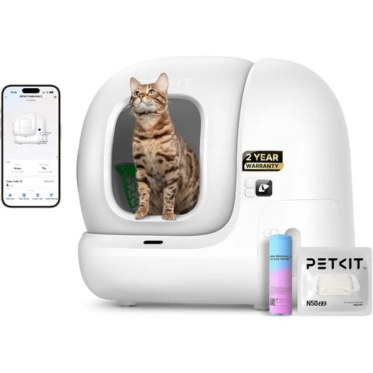 Automatic Self-Cleaning Cat Litter Box, App Control with Safety Sensors, Odor Free