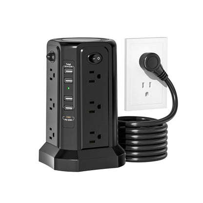 power strip equipped with a surge protector.