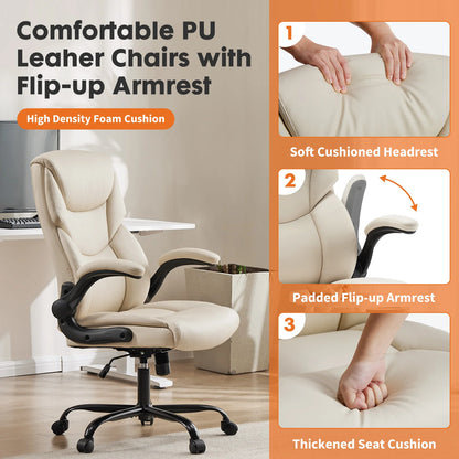 Office Chair with Flip-up Arms, Leather