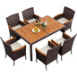 Patio Dining Set Acacia Wood Table Wicker Patio Chairs