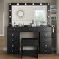 Vanity Desk & Power Mirror LED Lights, 11 Drawers, and Chair