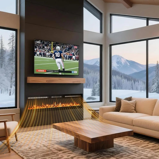 60-Inch Electric Fireplace Wall-Mounted with Remote & Touch Screen