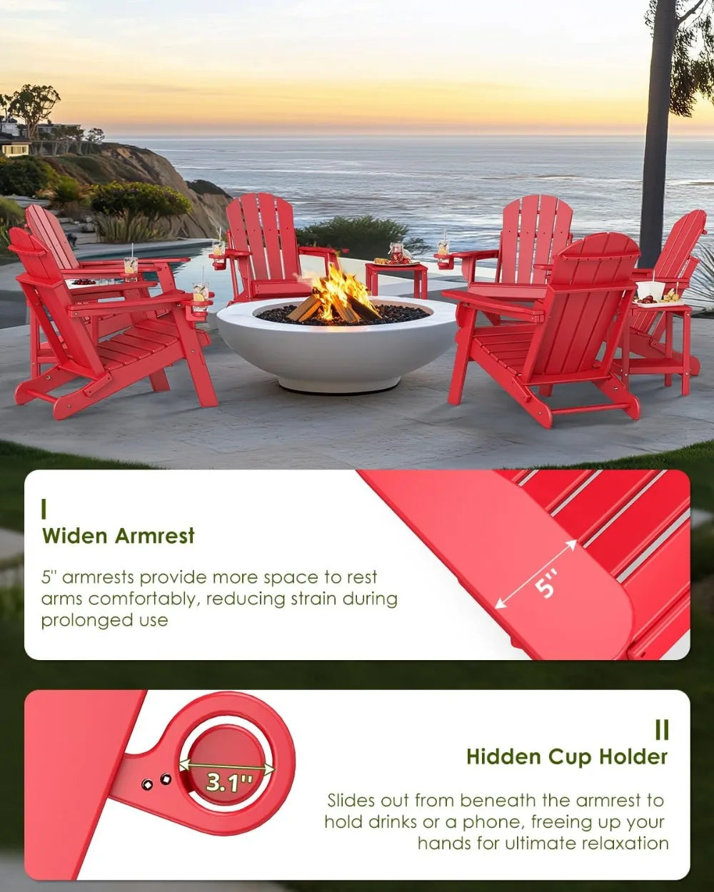 Foldable Adirondack Chairs Set of 2