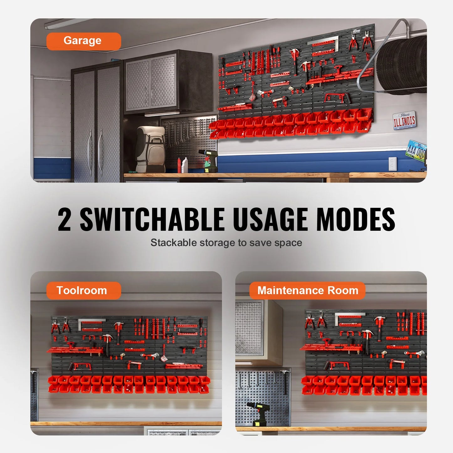 Parts Rack Organizer, with Wall Panels Hooks