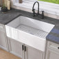 30-Inch White Farmhouse Kitchen Sink with Apron Front, Single Bowl, and Modern Accessories