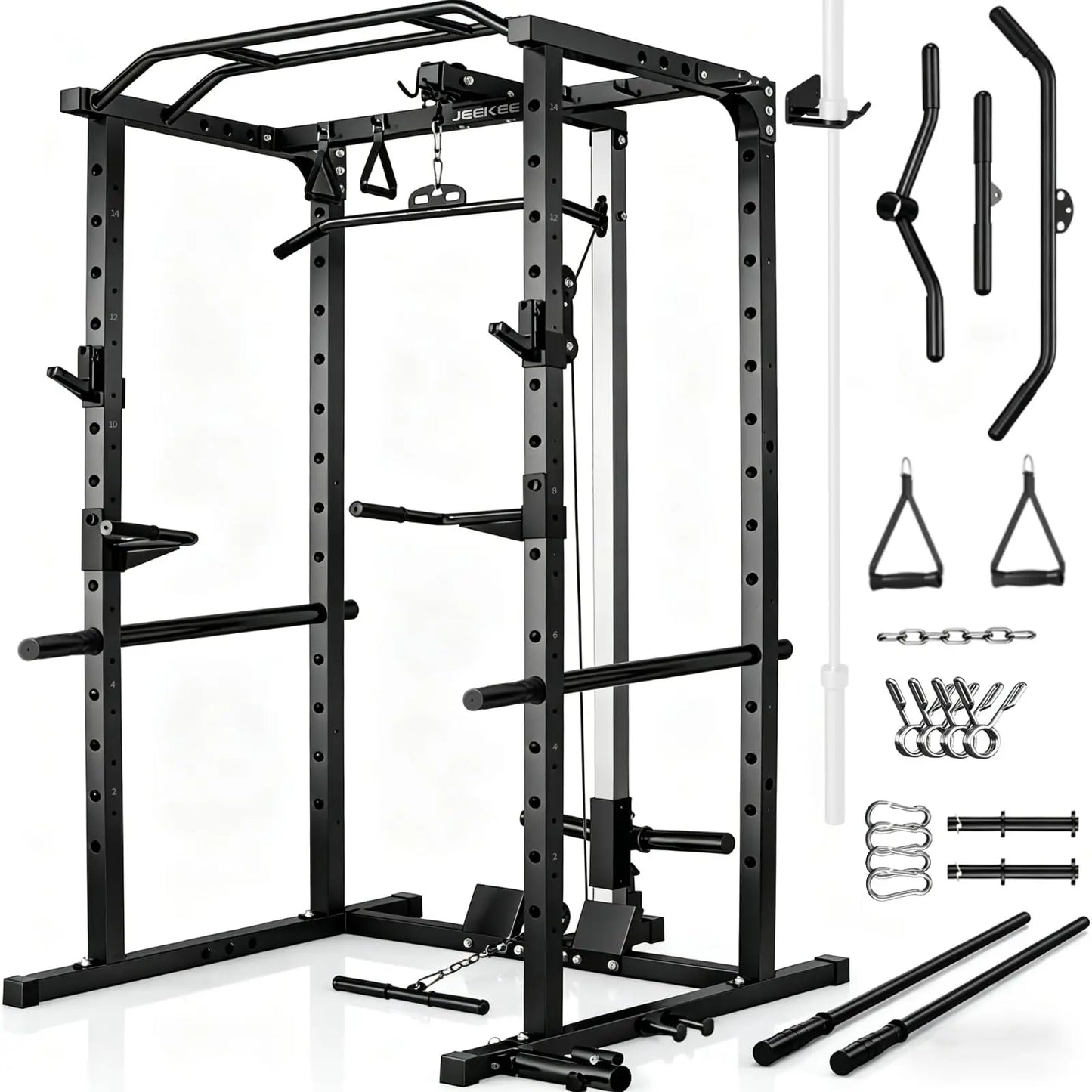 Multi-Functional Power Rack with Cable System