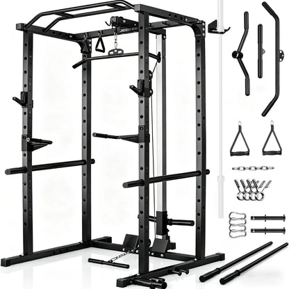 Multi-Functional Power Rack with Cable System