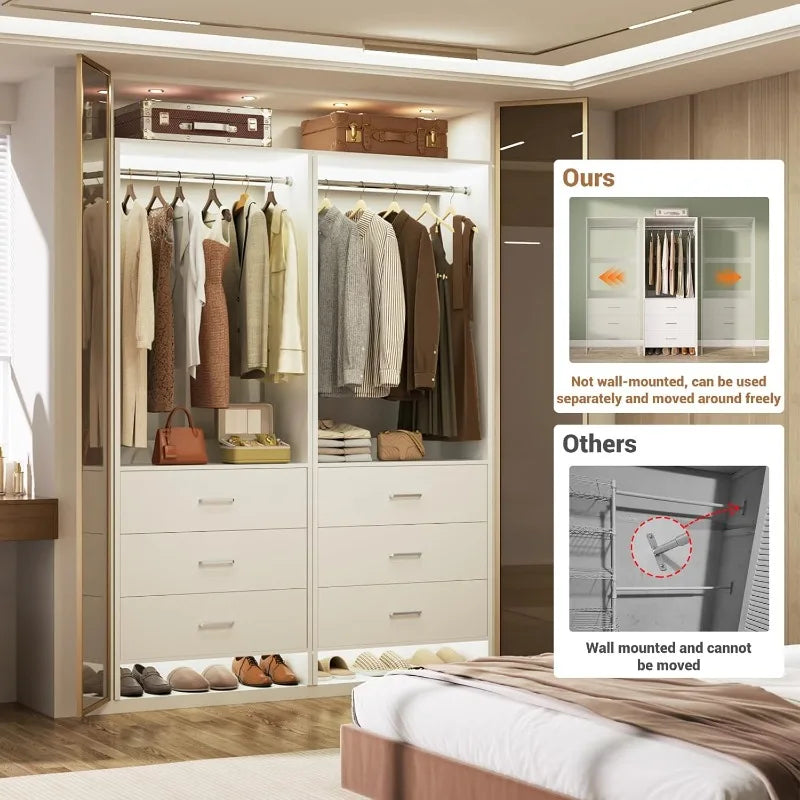 Wood Closet System Walk-in Closet Organizer Wardrobe Storage
